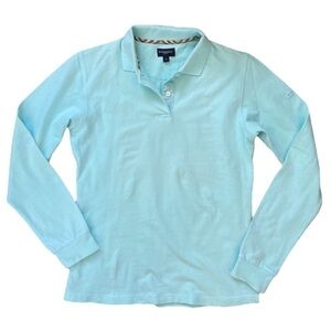 Burberry Golf Vintage Polo Shirt Top Women’s Long Sleeve Aqua Blue